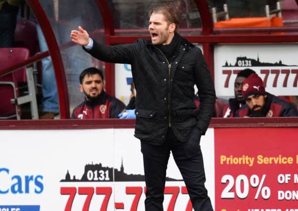 Hearts head coach Robbie Neilson directs his players against Hibs. Picture: Rob Casey/SNS