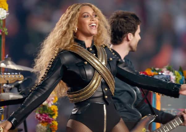 Beyonce performs onstage during the Super Bowl. Pic: Getty