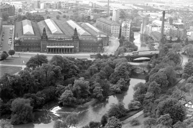 An aerial view of Kelvin Hall, with the River Kelvin in the foreground, in June 1969. Picture: Gordon Rule