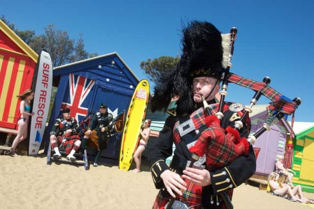 Pipers spotted  on Brighton beach before a rare overseas performance of the Royal Edinburgh Military Tattoo. Picture: PA