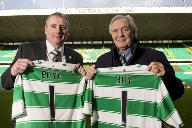 Former Celtic greats Tom Boyd, left, and David Hay were appointed as club ambassadors yesterday. Picture: SNS