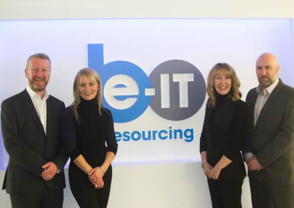 From left: Be-IT managing director Gareth Biggerstaff with Alma Kettles, Kai Murray and Stuart Alexander