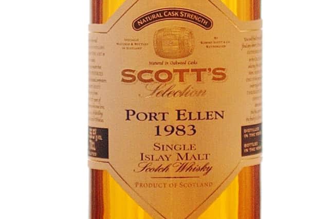 A 1983 bottle of Port Ellen single Islay malt