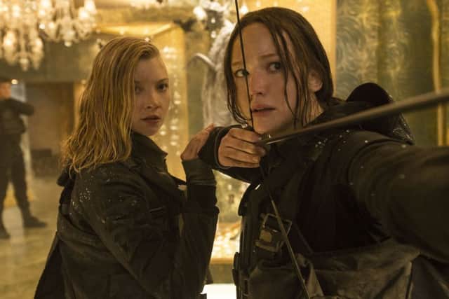 Natalie Dormer and Jennifer Lawrence in The Hunger Games: Mockingjay - Part 2