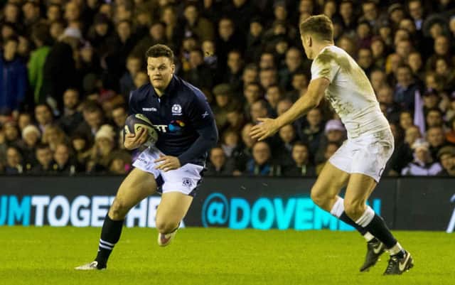 Duncan Taylor in action for Scotland as a sub against England. Picture: Gary Hutchison/SNS/SRU