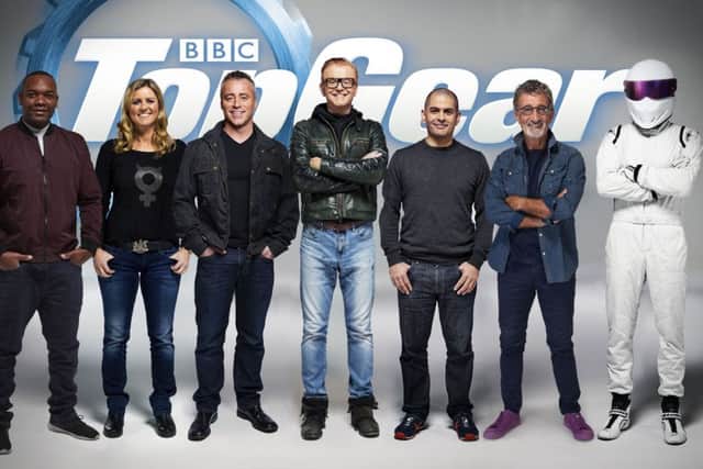 New Top Gear line-up: Rory Reid, Sabine Schmitz, Matt LeBlanc, Chris Evans, Chris Harris, Eddie Jordan, The Stig. Picture: PA