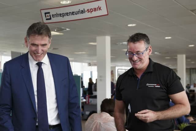 RBS chief executive Ross McEwan, left, with ESpark boss Jim Duffy. Picture: Robert Perry