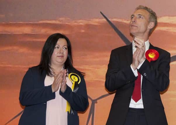 Jim Murphy looks to the heavens as he loses a 10,000 majority to the SNP's Kirsten Oswald. Picture: Hemedia