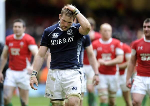 Barclay trudges off the field after the 2010 defeat in Cardiff. Picture: Ian Rutherford