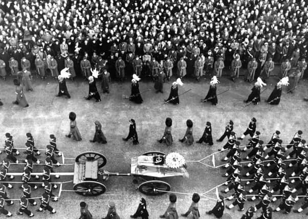 The funeral of King George VI took place in 1952. His death led to the accession of daughter Elizabeth. Picture: Getty Images