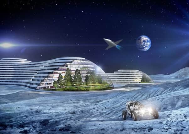 Artist's impression of a city on the Moon which features in the SmartThings Future Living Report. Picture: PA