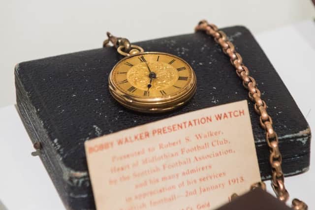 A presentation watch on the case containing a league winners medal. Picture: Ian Georgeson