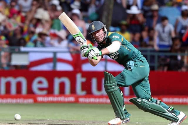 AB de Villiers clips a shot to the legside during his match-winning undefeated 101 which clinched the series 3-2 for South Africa. Picture: Getty Images