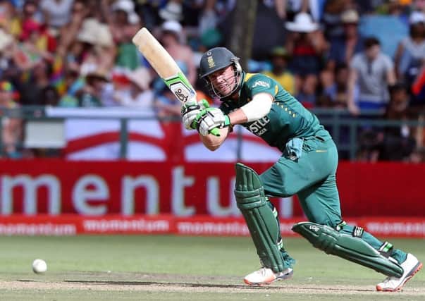 AB de Villiers clips a shot to the legside during his match-winning undefeated 101 which clinched the series 3-2 for South Africa. Picture: Getty Images