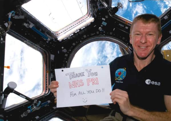Major Tim Peake sent a message of support to Perth Royal Infirmary staff