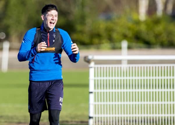 Rangers' Rob Kiernan in training ahead of Tuesday's cup clash with Kilmarnock. Picture: SNS