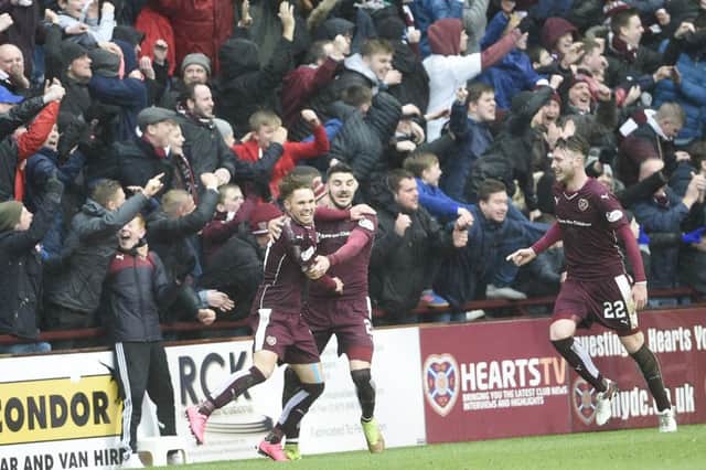 Sam Nicholson was booked after his celebrations. Picture: Greg Macvean