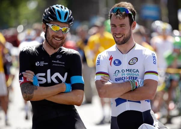 Sir Bradley Wiggins and Mark Cavendish will ride together in the Madison for Great Britain at the Track World Championships in London next month. Picture: Ezra Shaw/Getty Images