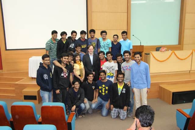 Harald Haas with some of the University of Edinburgh's Indian students