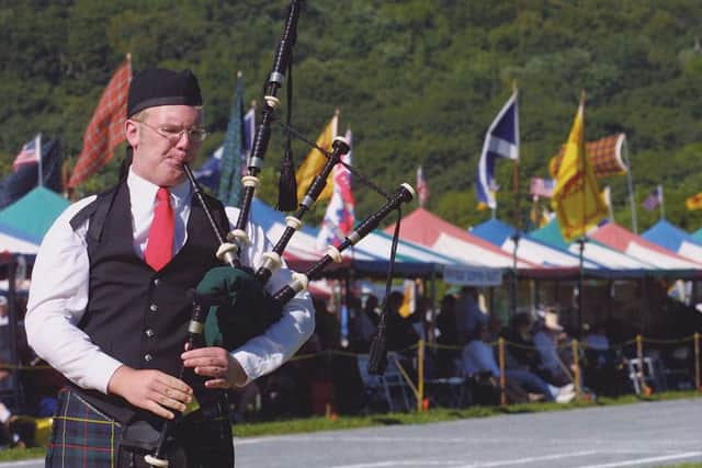 David Quillin, of Durham, N.C., competes in piping competition at the 46th Grandfather Mountain Highland Games and Gathering of Scottish Clans at MacRae Meadows near Linville, N.C.