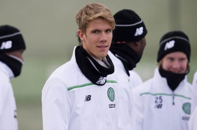 Kristoffer Ajer trained with Celtic in January. Picture: Ross Brownlee/SNS