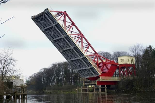 The historic White Cart bascule bridge near Renfrew was designed by Sir William Arrol, who also oversaw construction of the Forth Bridge