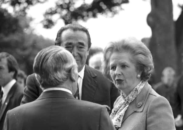 Mrs Thatcher with Maxwell at Meadowbank for the 1986 Commonwealth Games. Picture: TSPL
