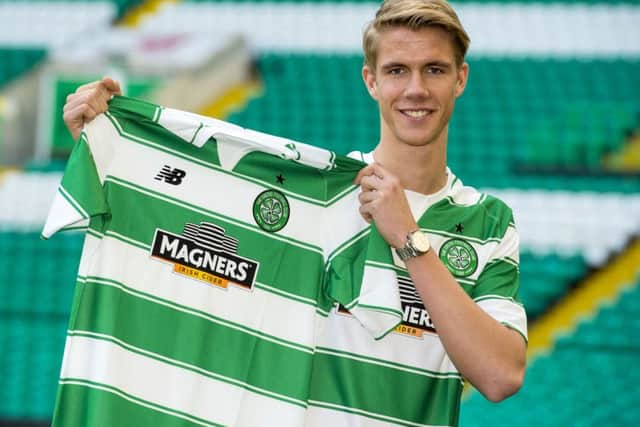 Celtic unveiled new signing Kristoffer Ajer yesterday. Picture: SNS