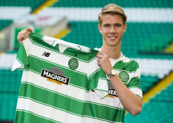 Celtic unveiled new signing Kristoffer Ajer yesterday. Picture: SNS