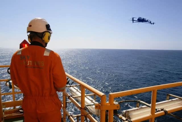 The drones are used to detect damage to oil platforms and part of a new wave of innovation in the North Sea