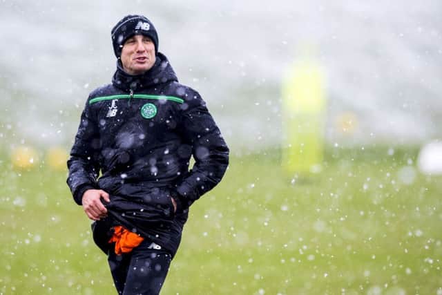 John Collins at snowy Lennoxtown, where he said Celtic had 23 first-team players in training. Picture: SNS