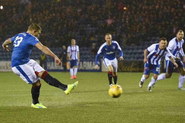 Martyn Waghorn converted a penalty against Kilmarnock but went off injured as a result of the challenge that led to the spot-kick. Picture: SNS