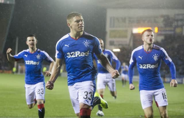 Martyn Waghorn celebrates after scoring - but the striker now faces eight weeks on the sidelines. Picture: PA