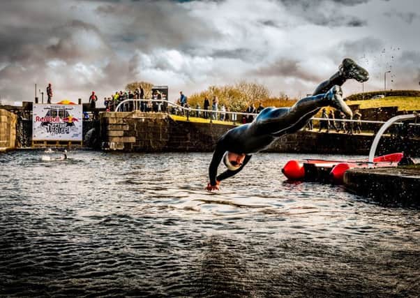 A competitor performs at the inaugural Red Bull Neptune Steps in Glasgow at last year's event. Image: Red Bull