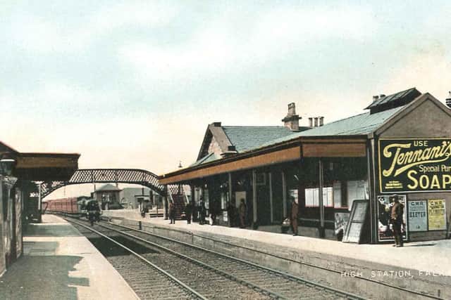 A coloured image of Falkirk High station, pre-1915