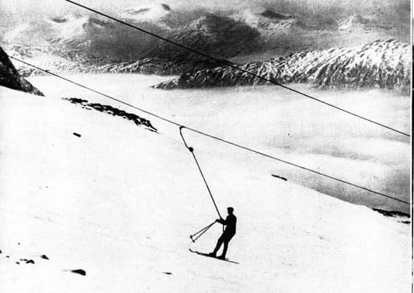 A skier on Glencoe in 1956