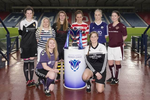 Players from each club at the launch of the Scottish Women's Premier League 1 & 2 at Hampden. Picture: Craig Foy/SNS