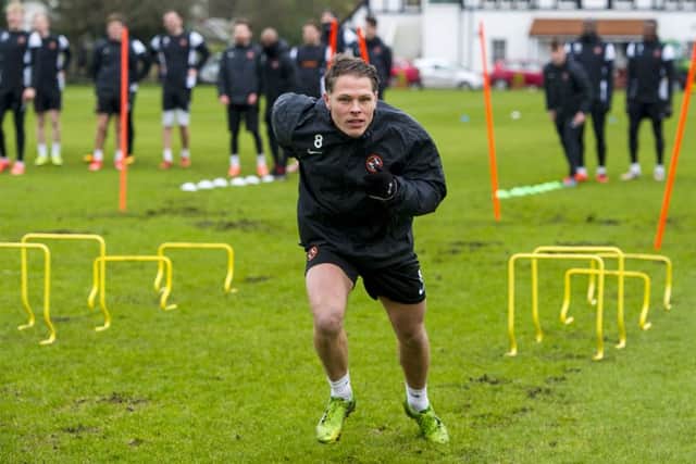 Dundee United's John Rankin in training. Picture: Paul Devlin