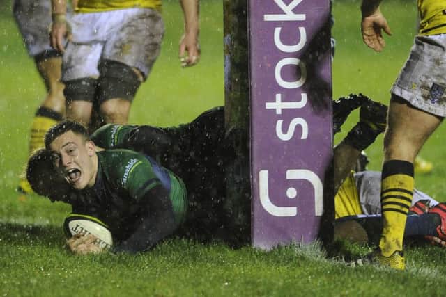 Boroughmuir's Jordan Edmunds, who opened the scoring against Glasgow Hawks. Picture: Neil Hanna