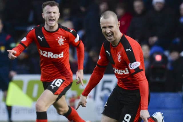 Kenny Miller celebrates after scoring the only goal of the game. Picture: SNS