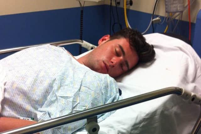 Josh quigley in hospital just after he had tried to kill himself.