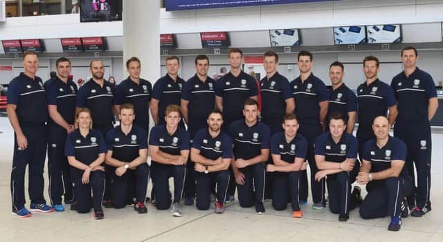 Scotlands cricket squad gathered at Glasgow Airport yesterday before jetting out to India for next months World Twenty20. Picture: SNS
