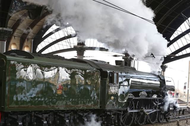 The Flying Scotsman, painted in its British Railways green livery, at York station. Picture: PA