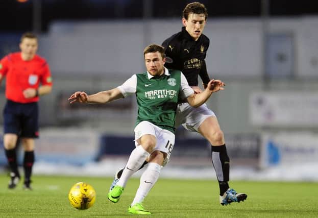 Lewis Stevenson, left, will make his 300th appearance for Hibs when they host Morton at Easter Road tonight. Picture: Michael Gillen