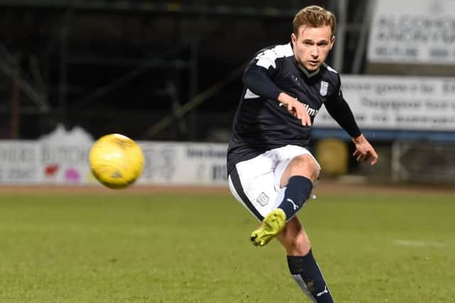 Dundee's Greg Stewart scores his side's fifth goal from a free kick. Picture: Bill Murray/SNS