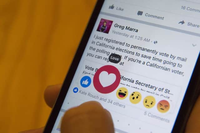 Facebook has unveiled new emoji-like stickers users will be able to press in addition to the like button. Picture: AP