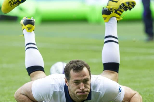 Tim Visser scores the first of his two tries against Italy in August when Scotland ran out convincing 48-7 winners in the World Cup warm-up game at BT Murrayfield.
Picture Ian Rutherford