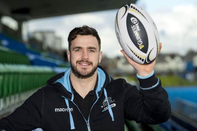 Alex Dunbar grabbed Glasgow's first try against the Dragons. Picture:
