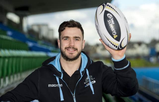 Alex Dunbar grabbed Glasgow's first try against the Dragons. Picture: