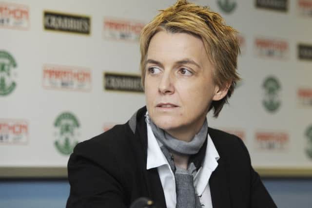 Chief executive Leeann Dempster witnessed first hand the emotions of the Hibs fans. Picture: Greg Macvean